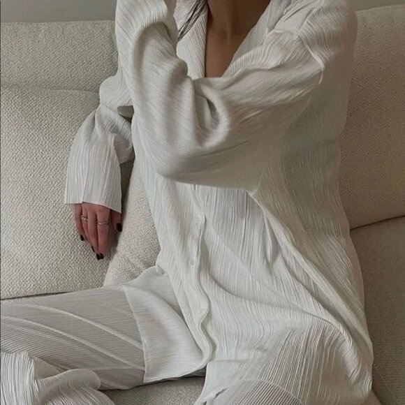 Storets Maria Flared Leg Plisse Pants S/M - Picture 4 of 15